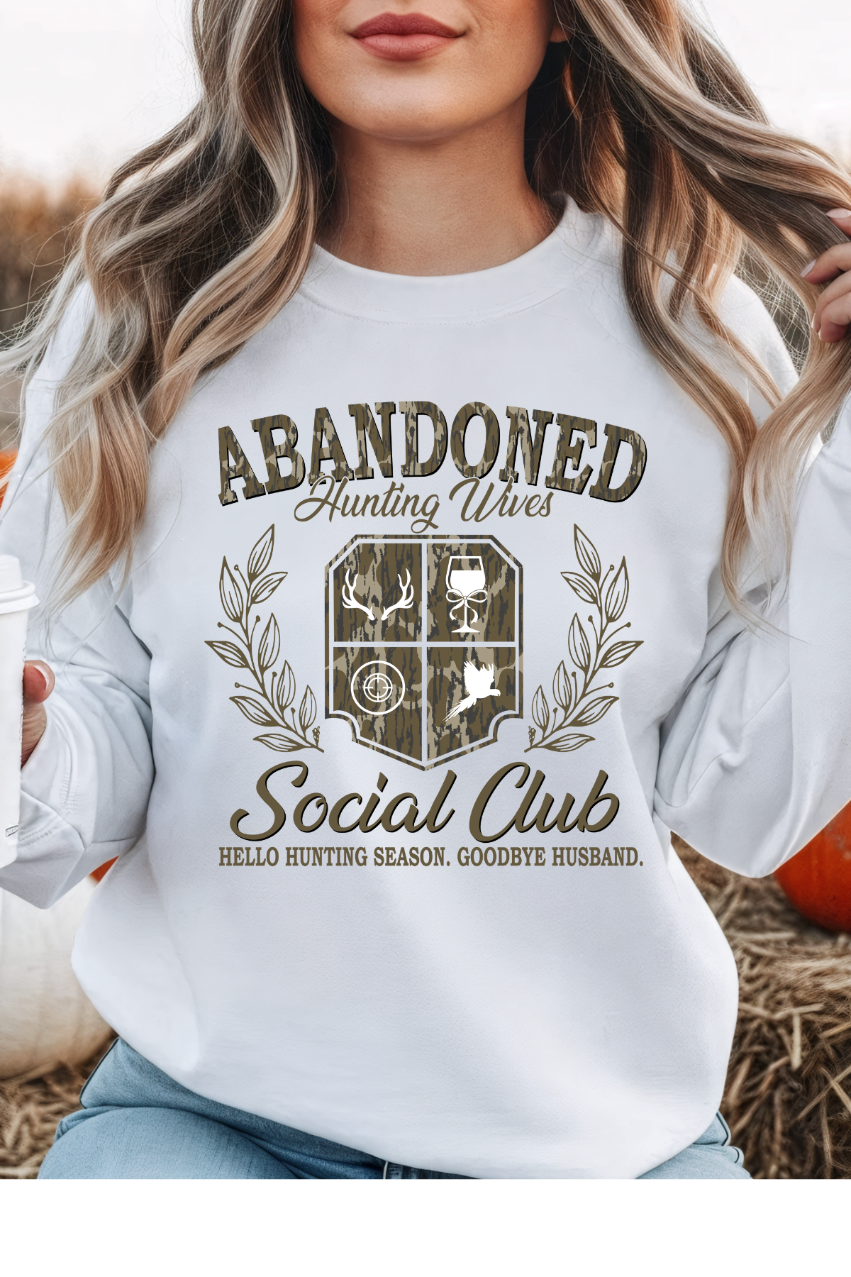 Wholesale Fifty Shades of Brown - Hunting Wives #5 - White Gildan Sweatshirt