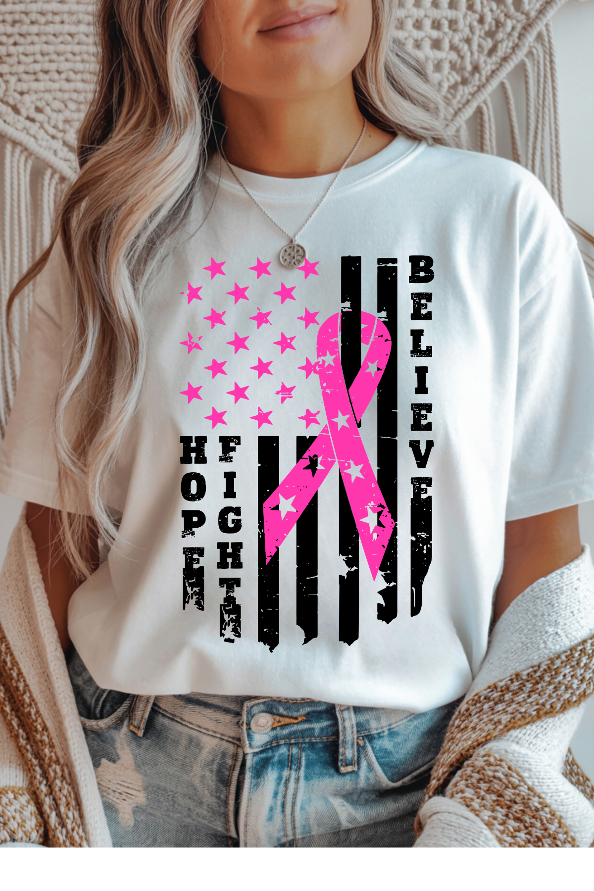 Wholesale Trick or Chic - Breast Cancer Awareness #2 - White Gildan Tee