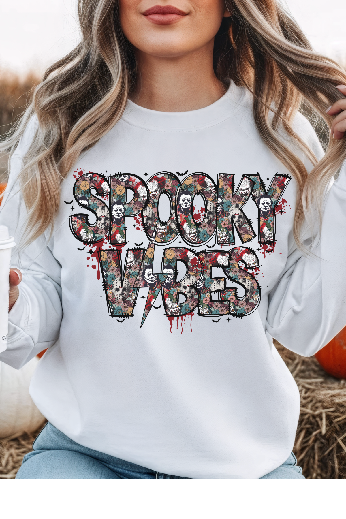 Wholesale Trick or Chic - It's A Vibe #3 - White Gildan Sweatshirt