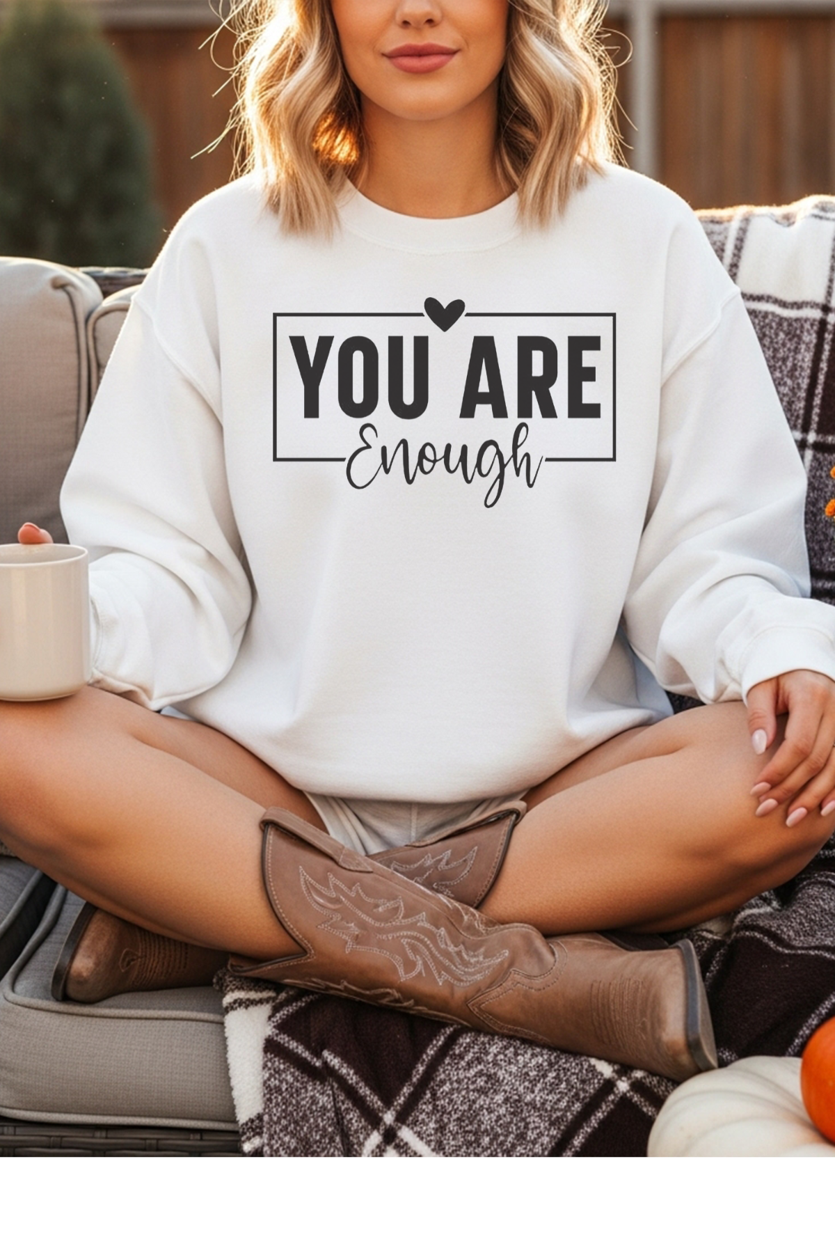 Wholesale Golden Hour - You are enough - #10 - White Gildan Sweatshirt