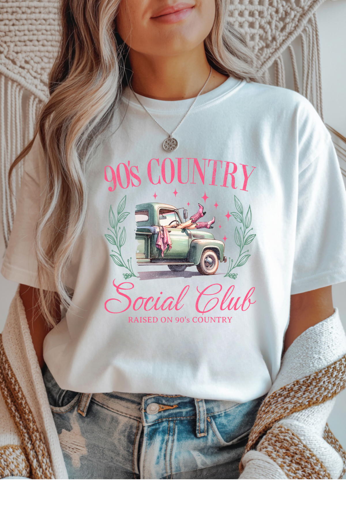Wholesale Blush - 90's Country #7 - White Gildan Tee
