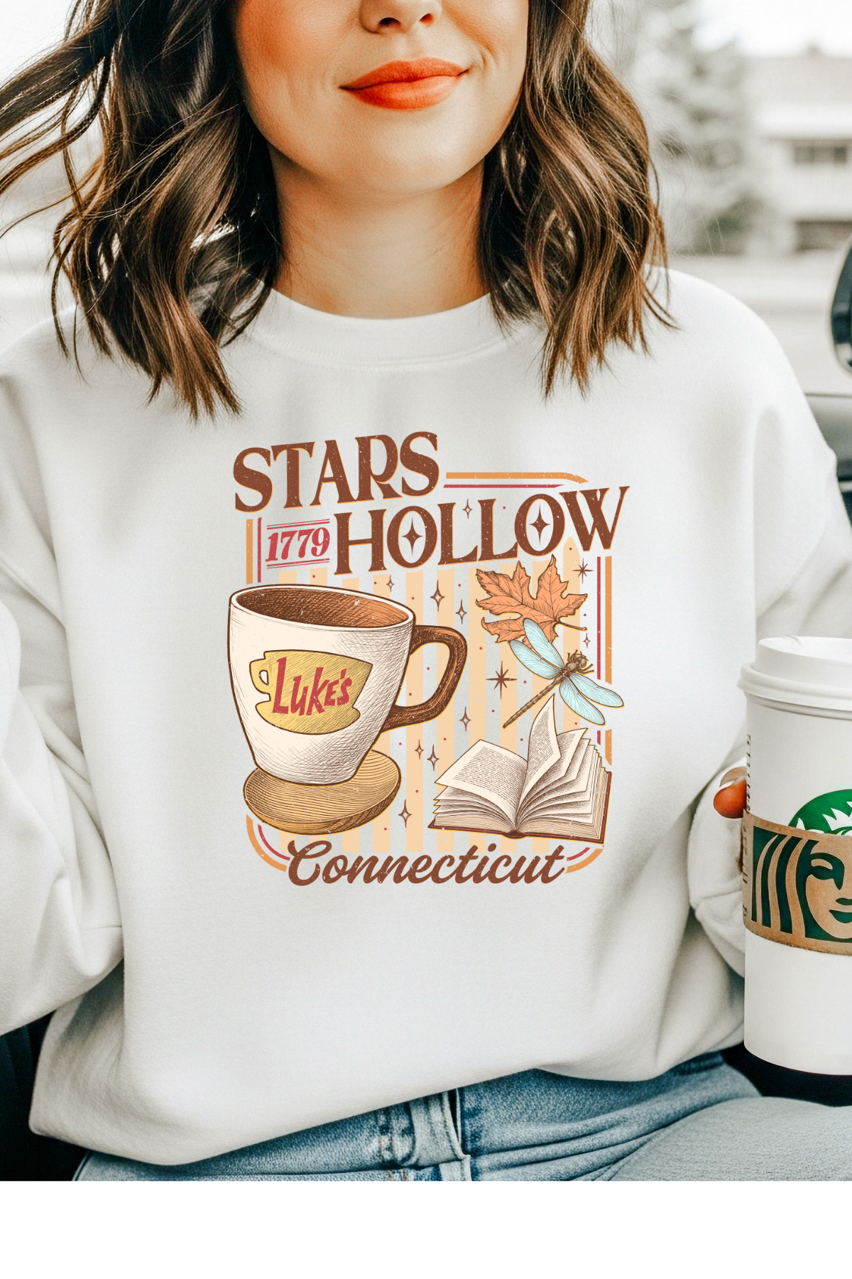 Wholesale Blue Waves - Stars Hollow #8 - White Gildan Sweatshirt