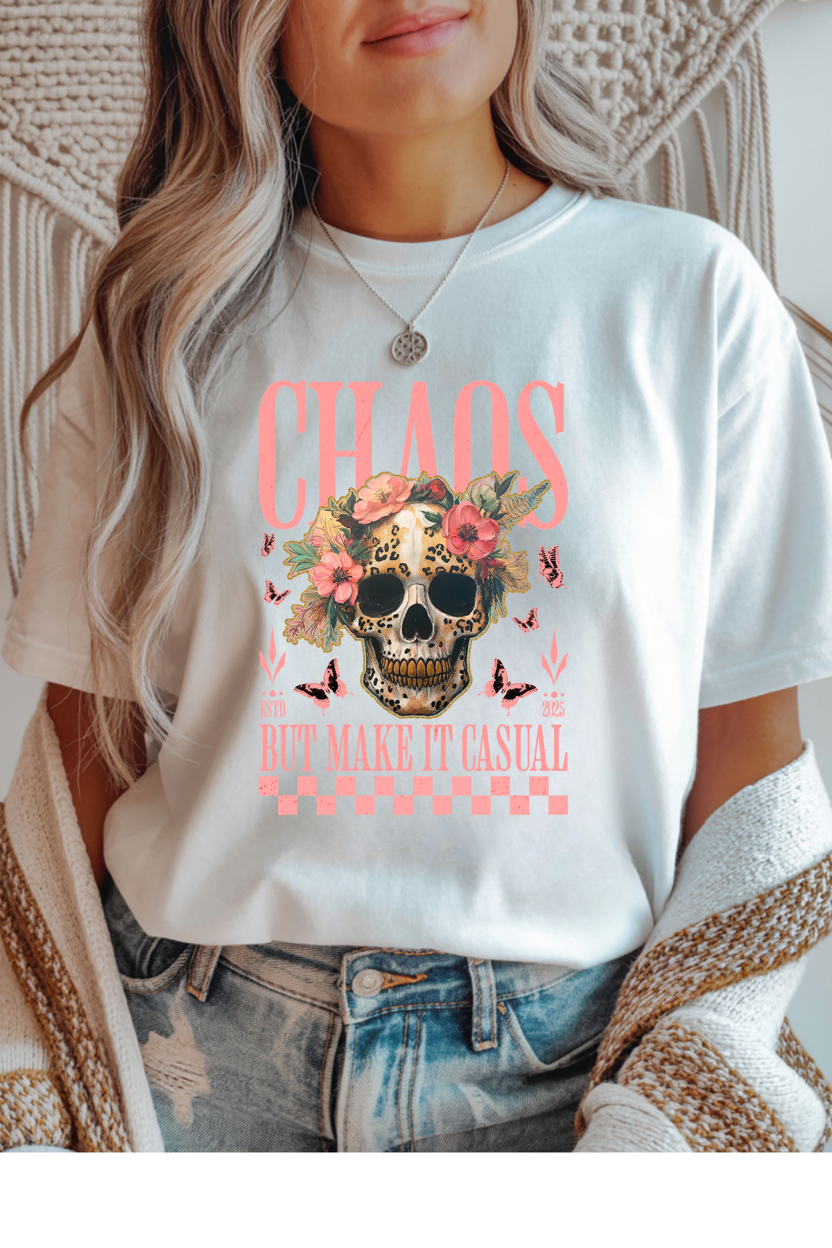 Wholesale RoseWater Glow - Casual Chaos #6 - White Gildan Tee