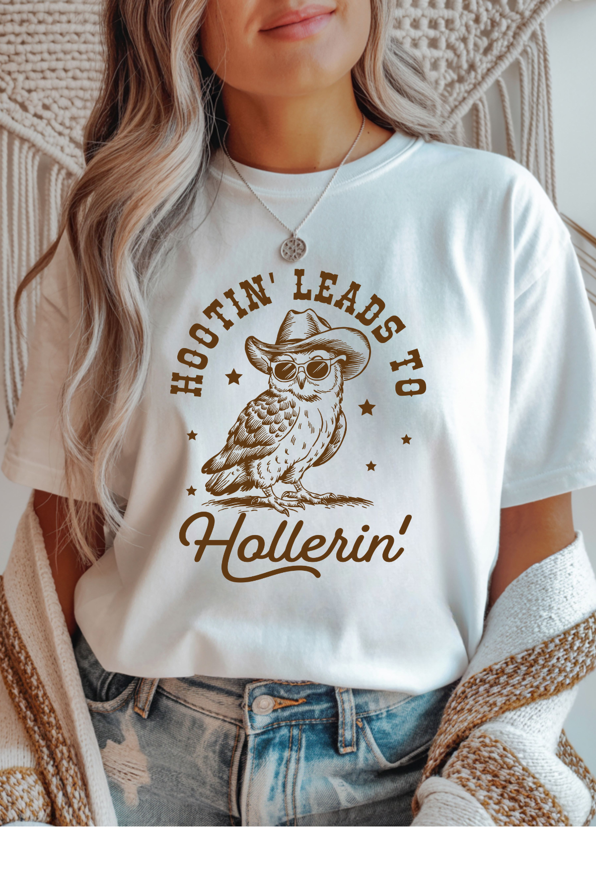 Wholesale Soft Meadow - Hootin & Hollerin #3 - White Gildan Tee