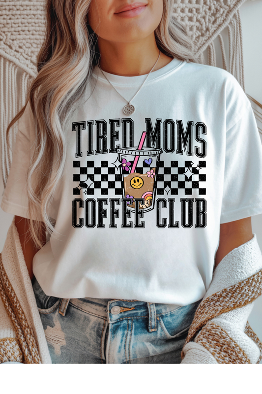 Wholesale Soft Meadow - Tired Moms Coffee Club #6 - White Gildan Tee