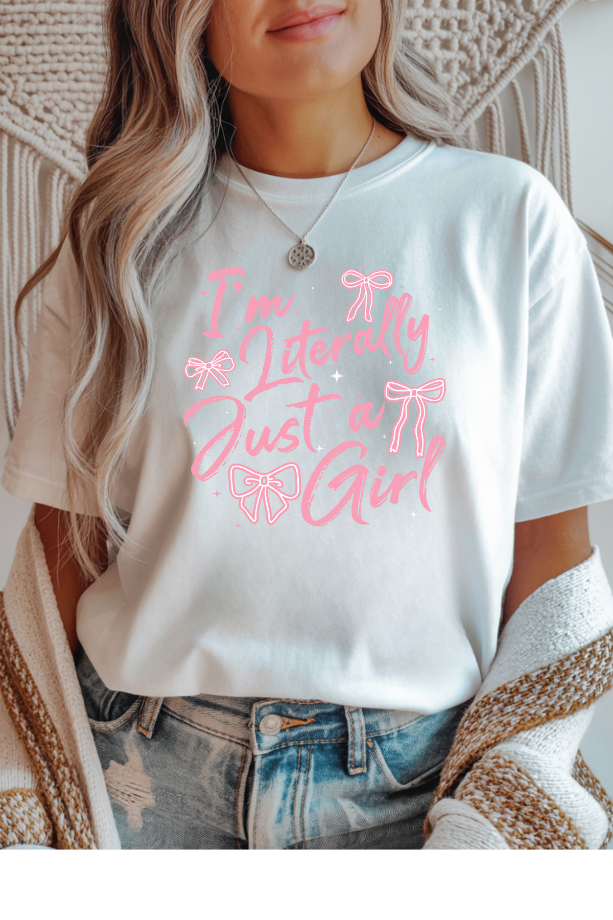 Wholesale Flower Power - Literally Just A Girl #10 - White Gildan Tee