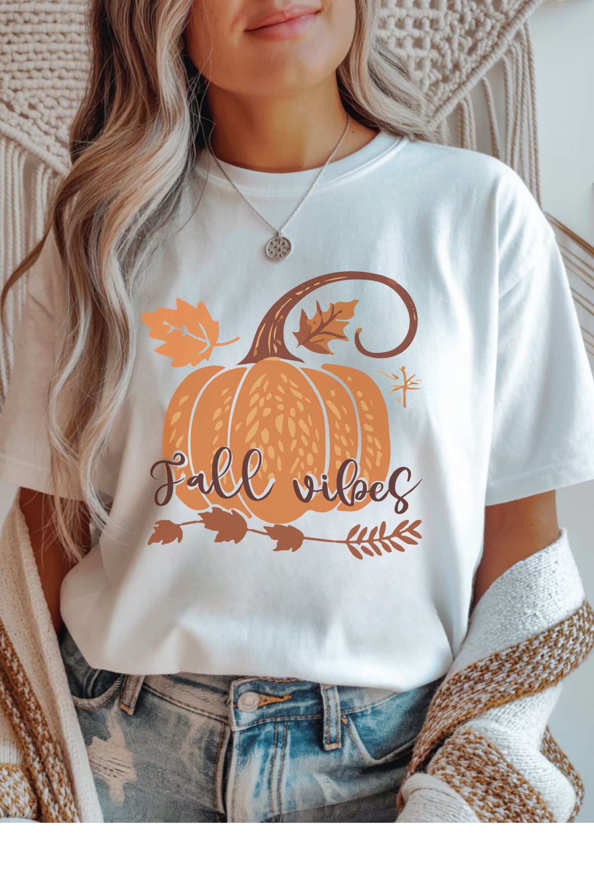 Wholesale Fall Whimsey - Fall Vibes #6 - White Gildan Tee