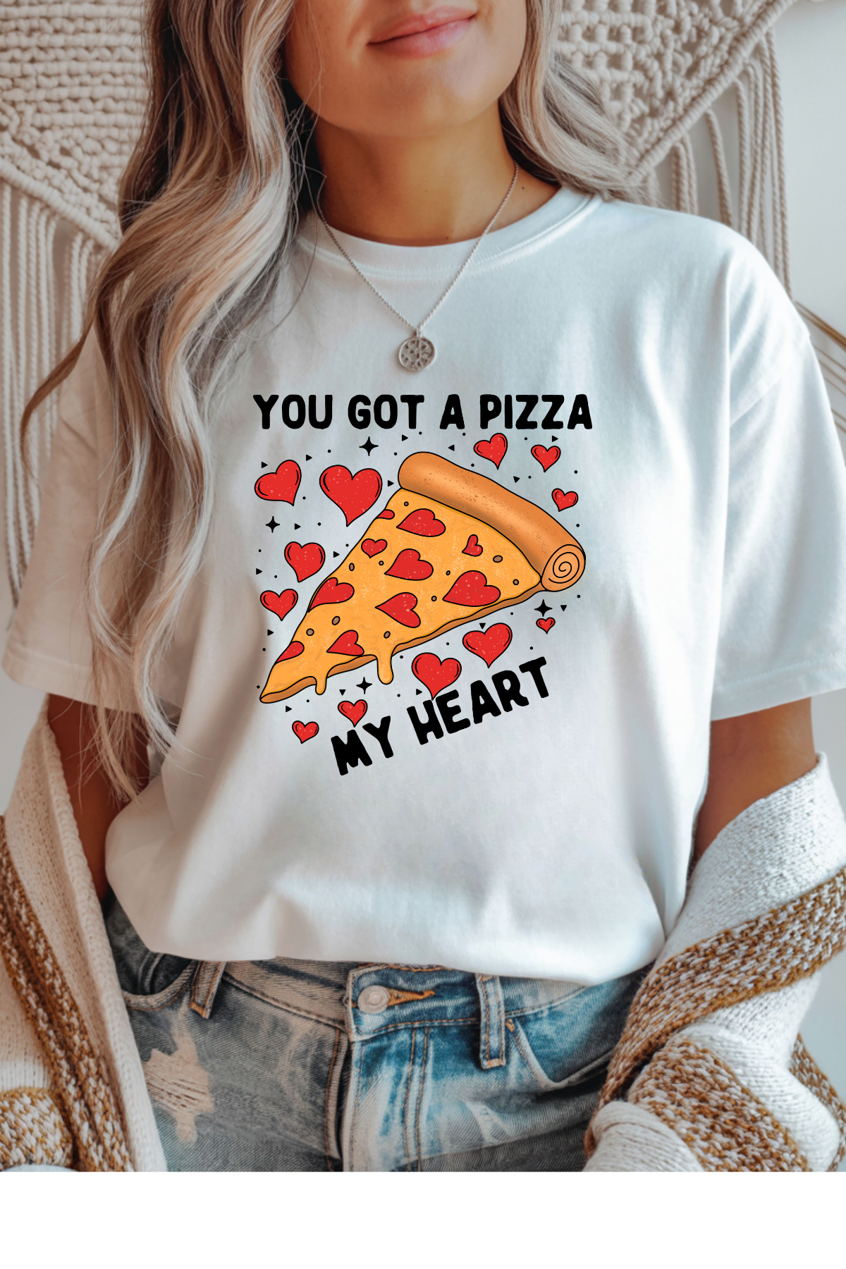 Wholesale Valentine's Day - Pizza My Heart #9 - White Gildan Tee