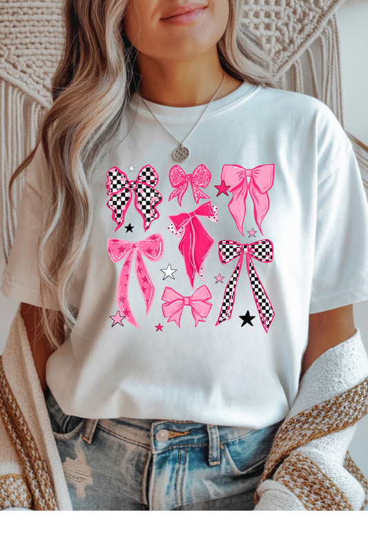 Wholesale Rooted in Spring - Checkered Bows #4 - White Gildan Tee