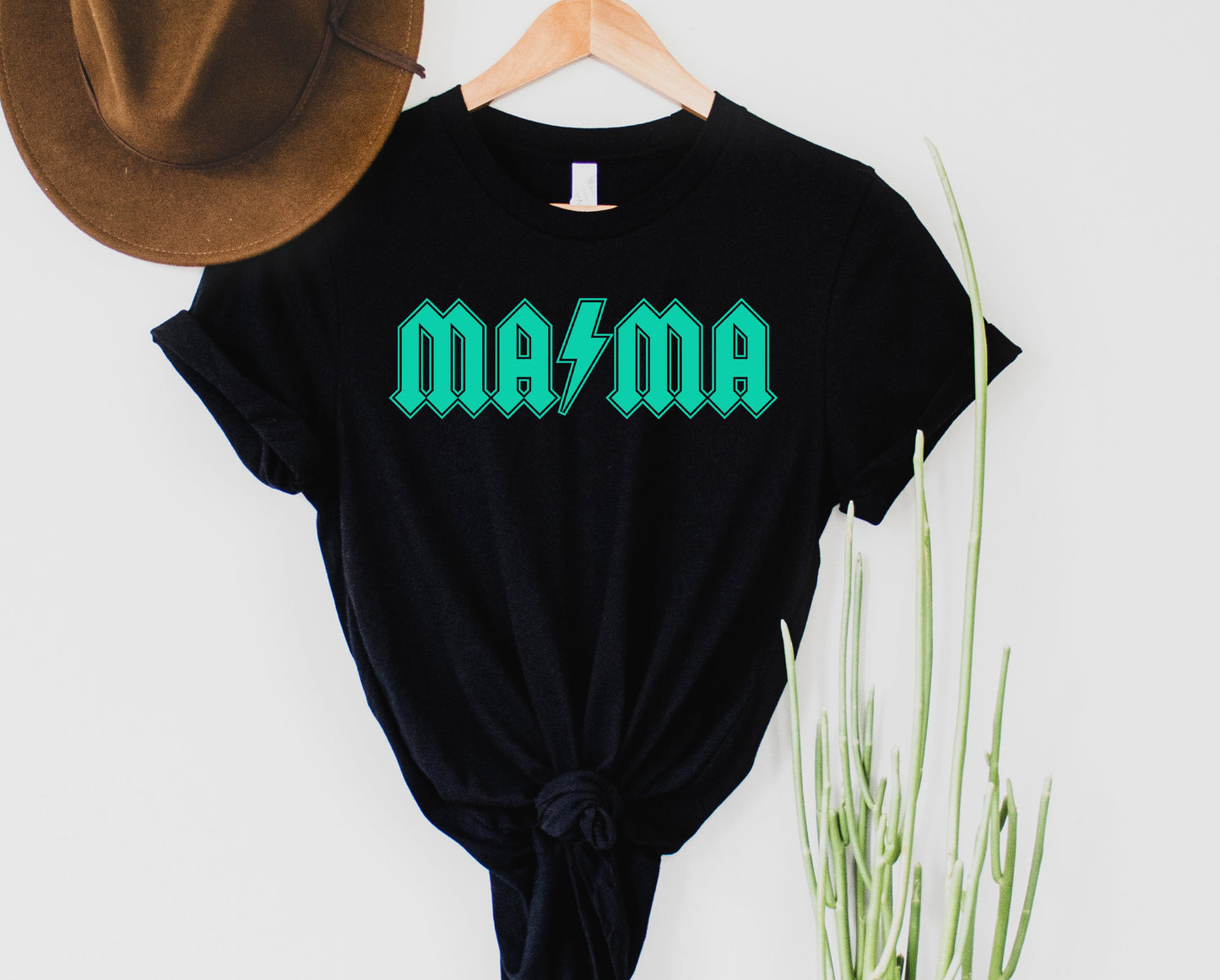 Wholesale Teal Rocker mama Graphic Tee - Black