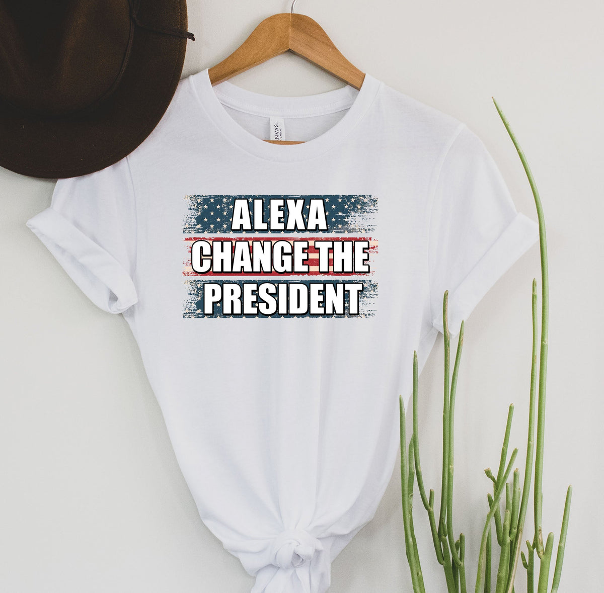 Wholesale Alexa, change the president Graphic Tee - White