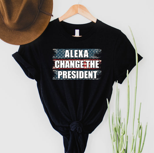 Wholesale Alexa, change the president Graphic Tee - Black