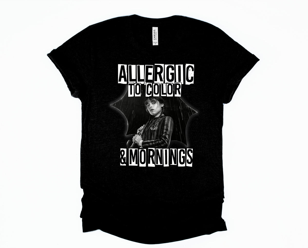 Wholesale Allergic to Color and Mornings Graphic Tee - Black