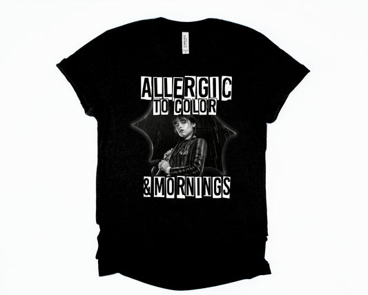 Wholesale Allergic to Color and Mornings Graphic Tee - Black