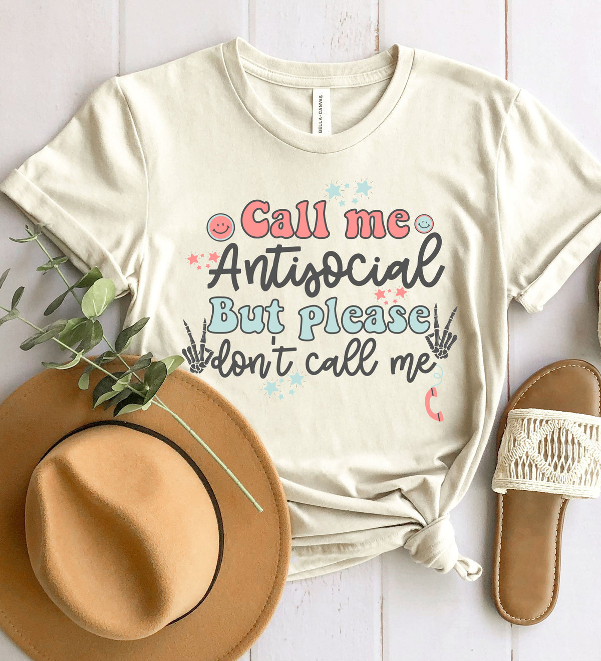 Wholesale Call me Anti Social Graphic Tee - Heather Grey