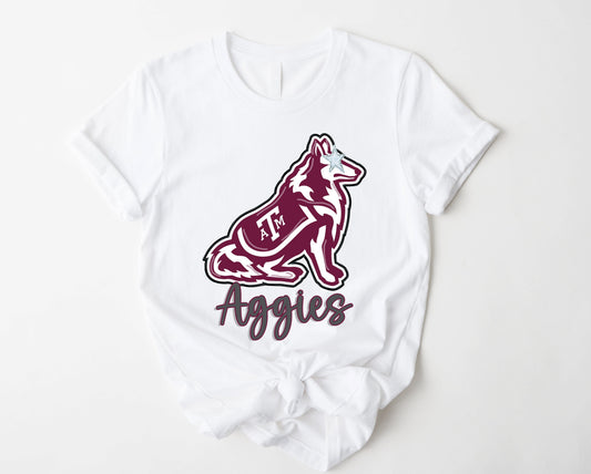 Wholesale Aggies Mascot Graphic Tee - White