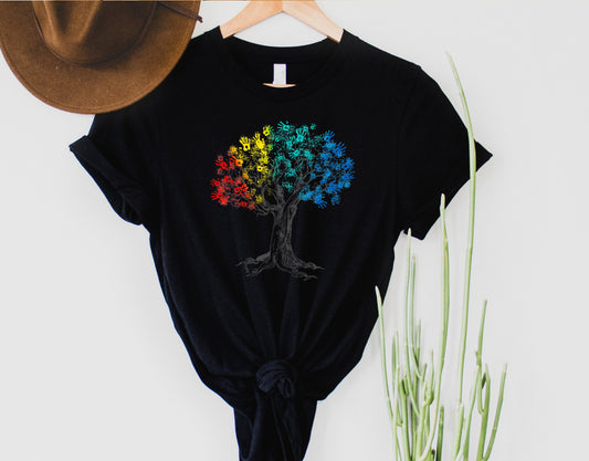 Wholesale Autism Tree Graphic Tee - Black