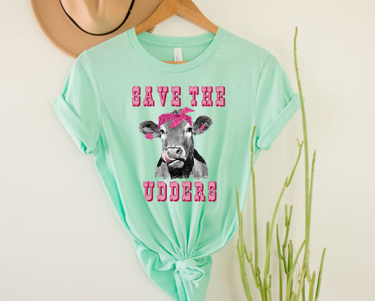 Wholesale Save the Udders Graphic Tee - Mint
