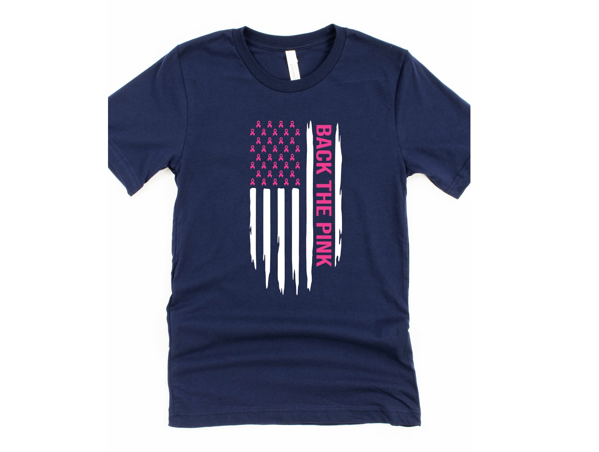 Wholesale Back the Pink Graphic Tee - Navy