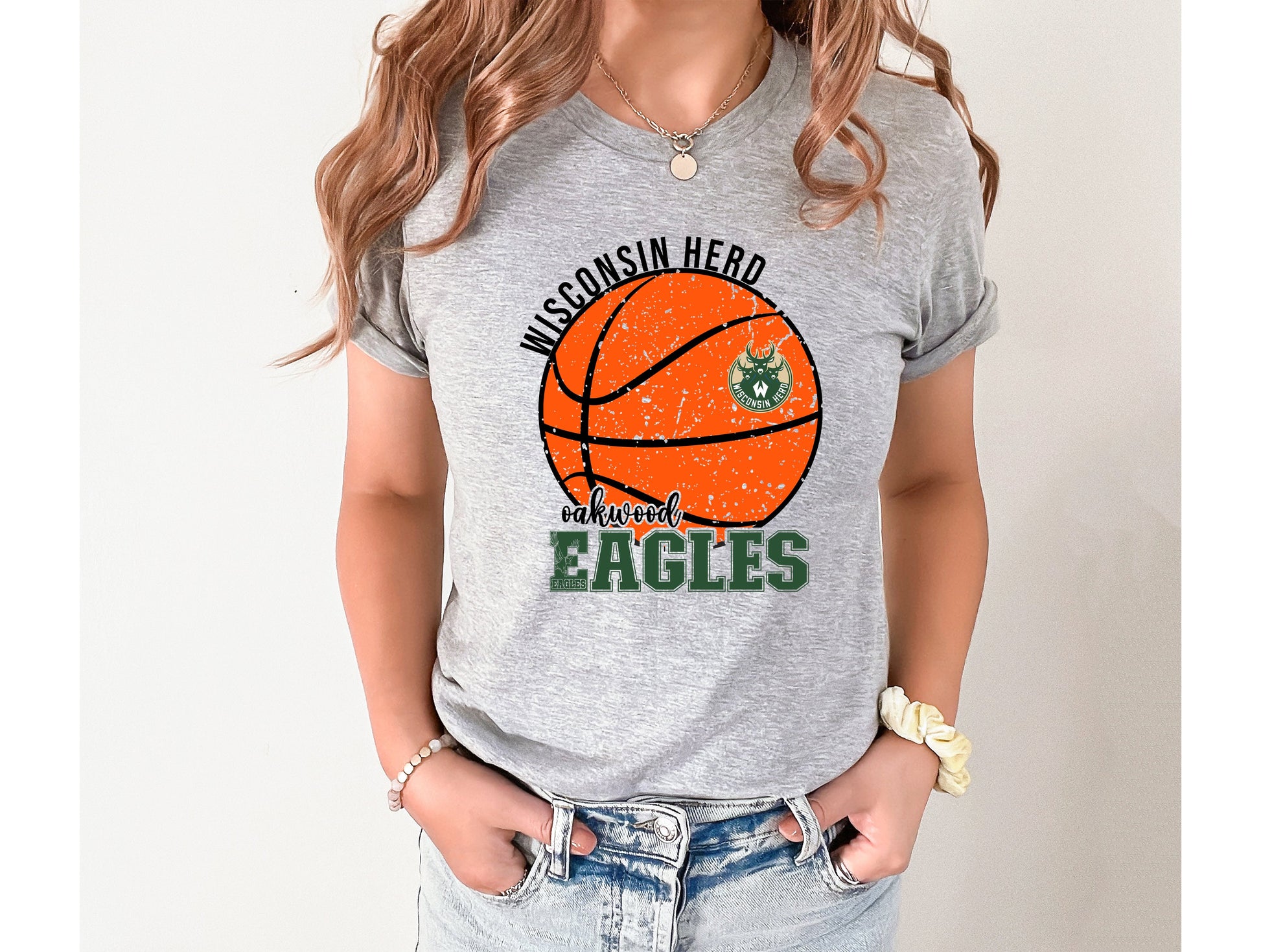 Wholesale Basketball Herd Graphic Tee - Grey Tee