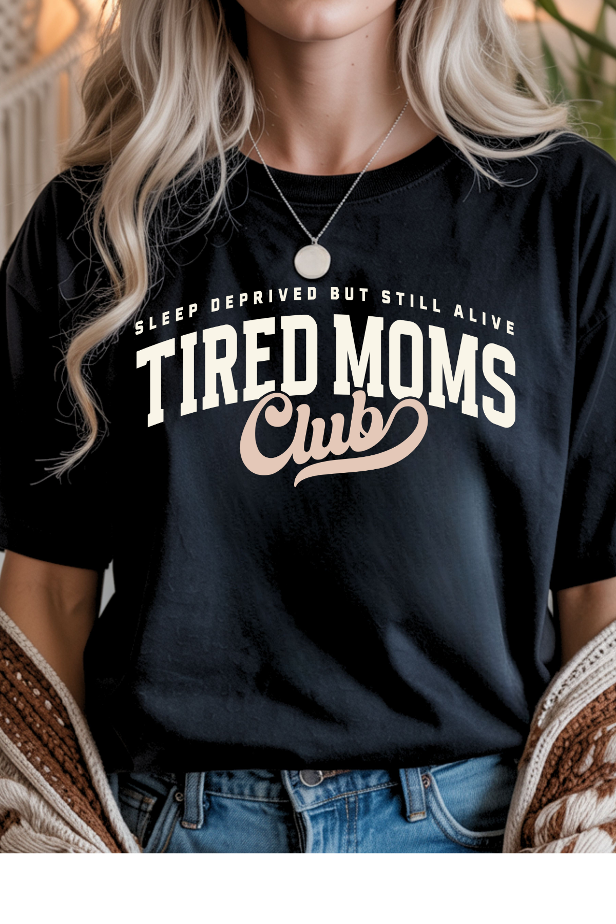 Wholesale Color Me Spring - Tired Moms Club #7 - Black Gildan Tee