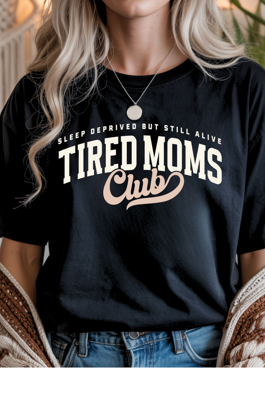 Wholesale Color Me Spring - Tired Moms Club #7 - Black Gildan Tee