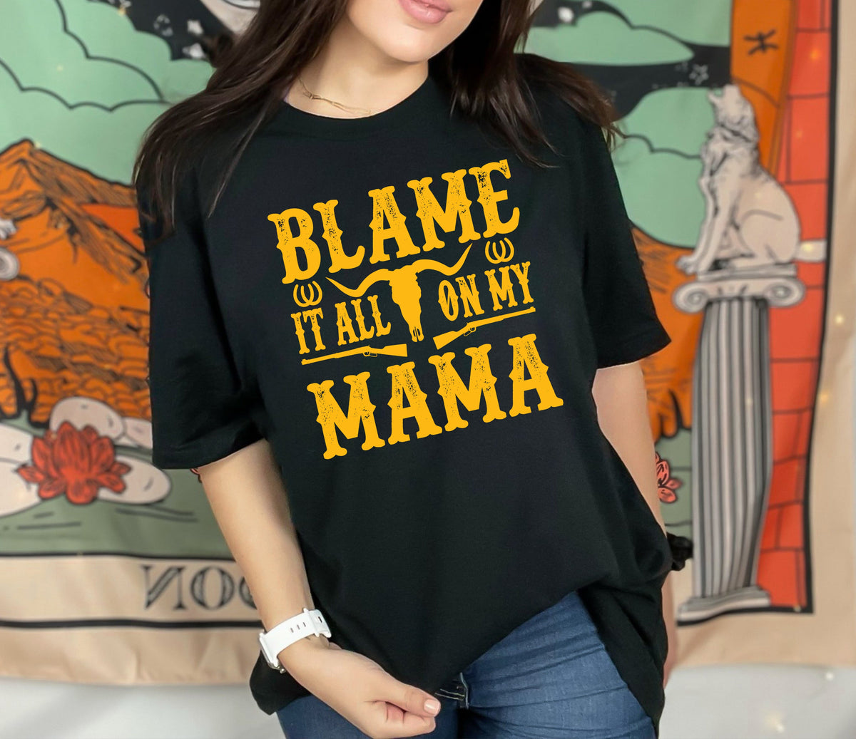 Wholesale Blame it All on My Mama Graphic Tee - Navy