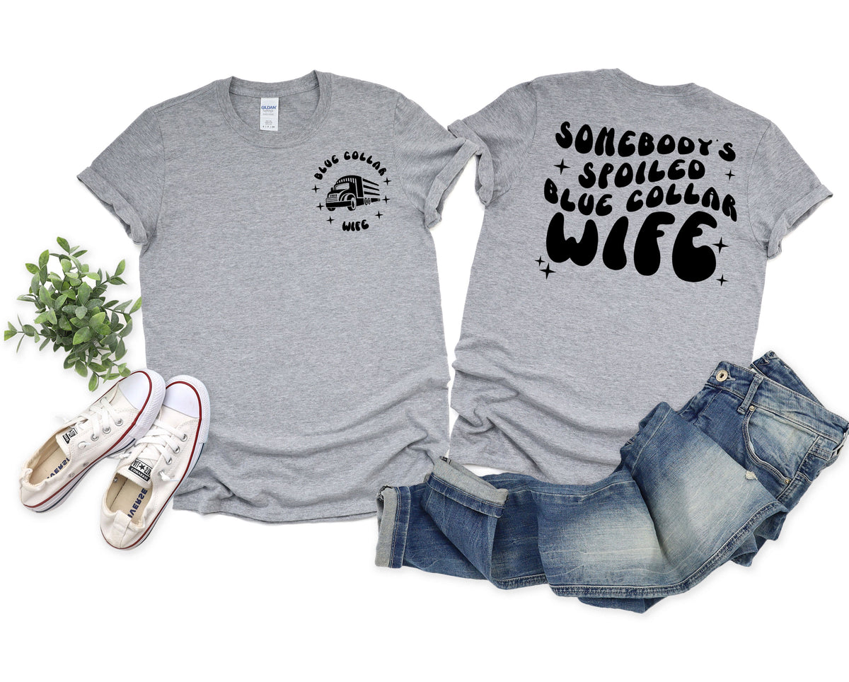 Wholesale Trucker blue collar Wife Graphic Tee - Pink