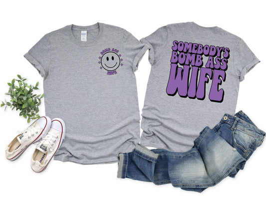 Wholesale Bomb Ass Wife Graphic Tee - White Tee