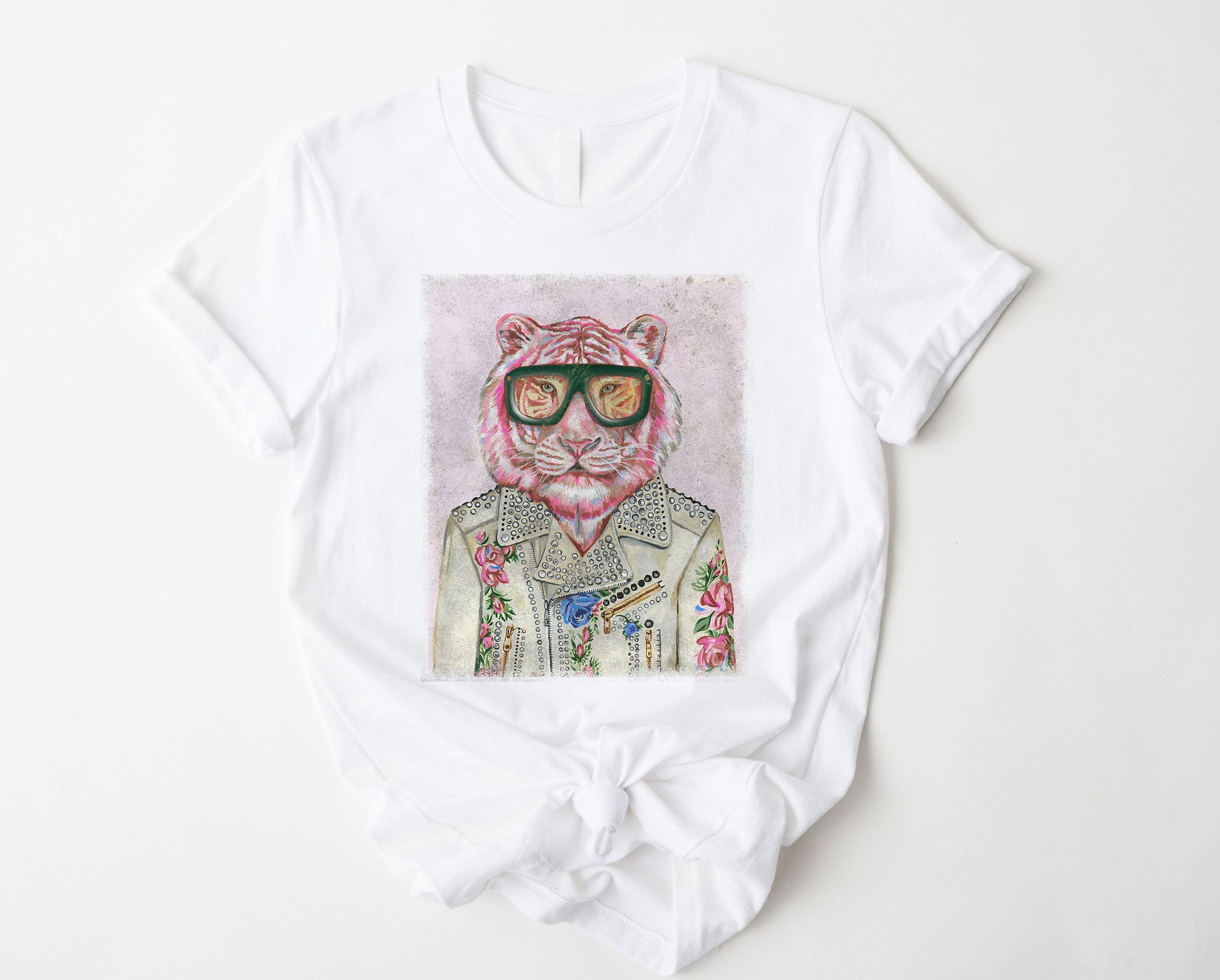 Wholesale Boujee Tiger Graphic Tee - White