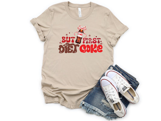 Wholesale But First Diet Coke Graphic Tee - Tan