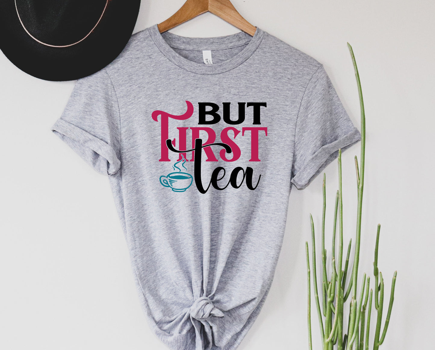 Wholesale But First Tea Graphic Tee - White