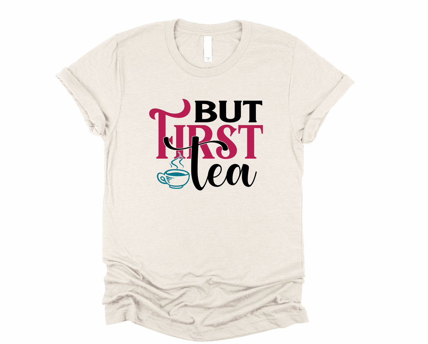 Wholesale But First Tea Graphic Tee - Grey