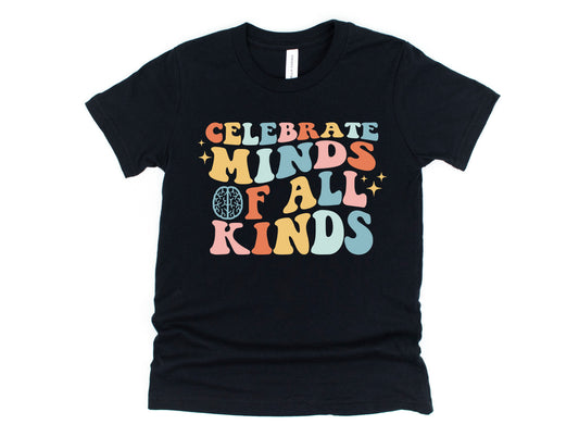 Wholesale Celebrate Minds of All Kinds Graphic Tee - Black Tee