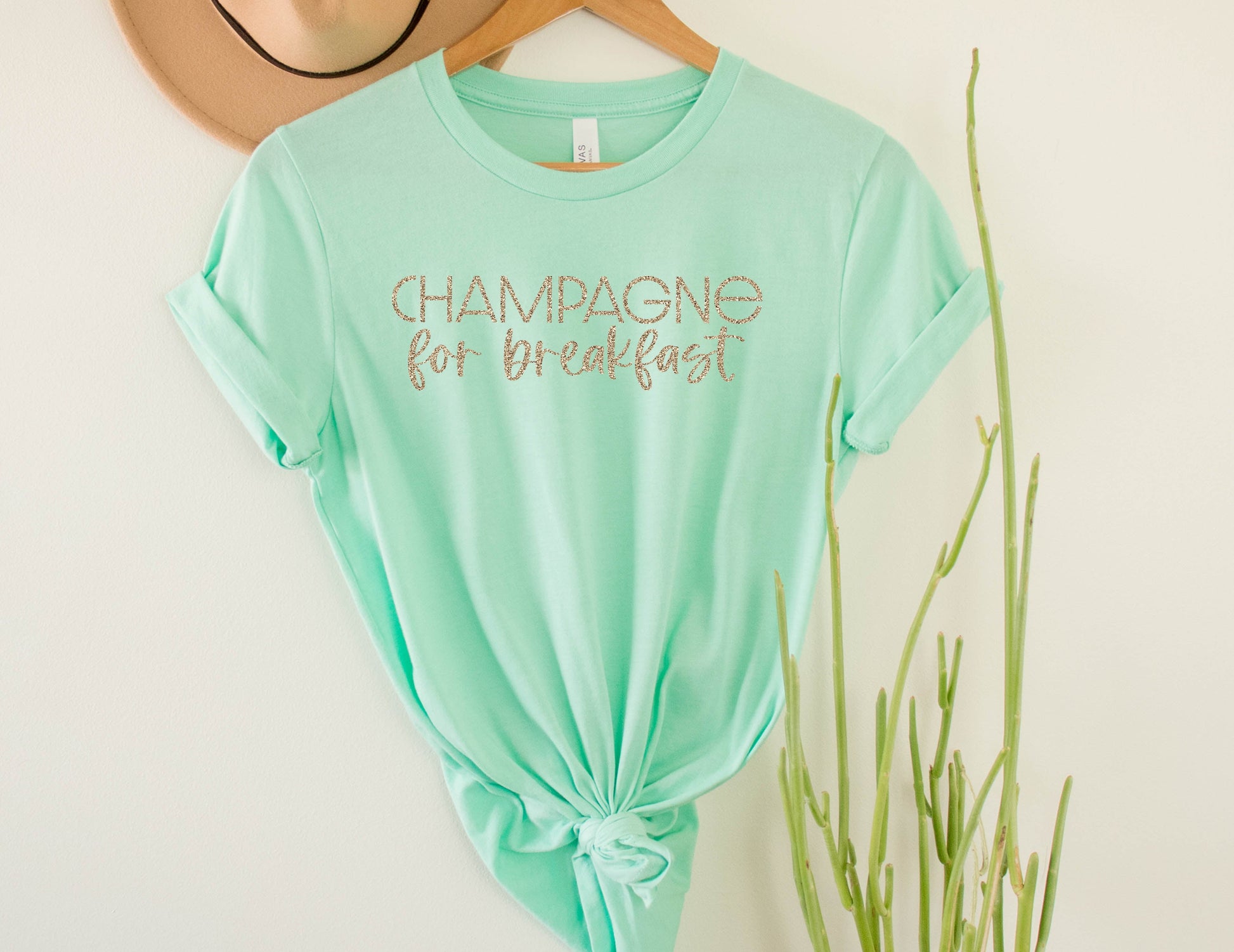 Wholesale Champagne for Breakfast - Black Tshirt