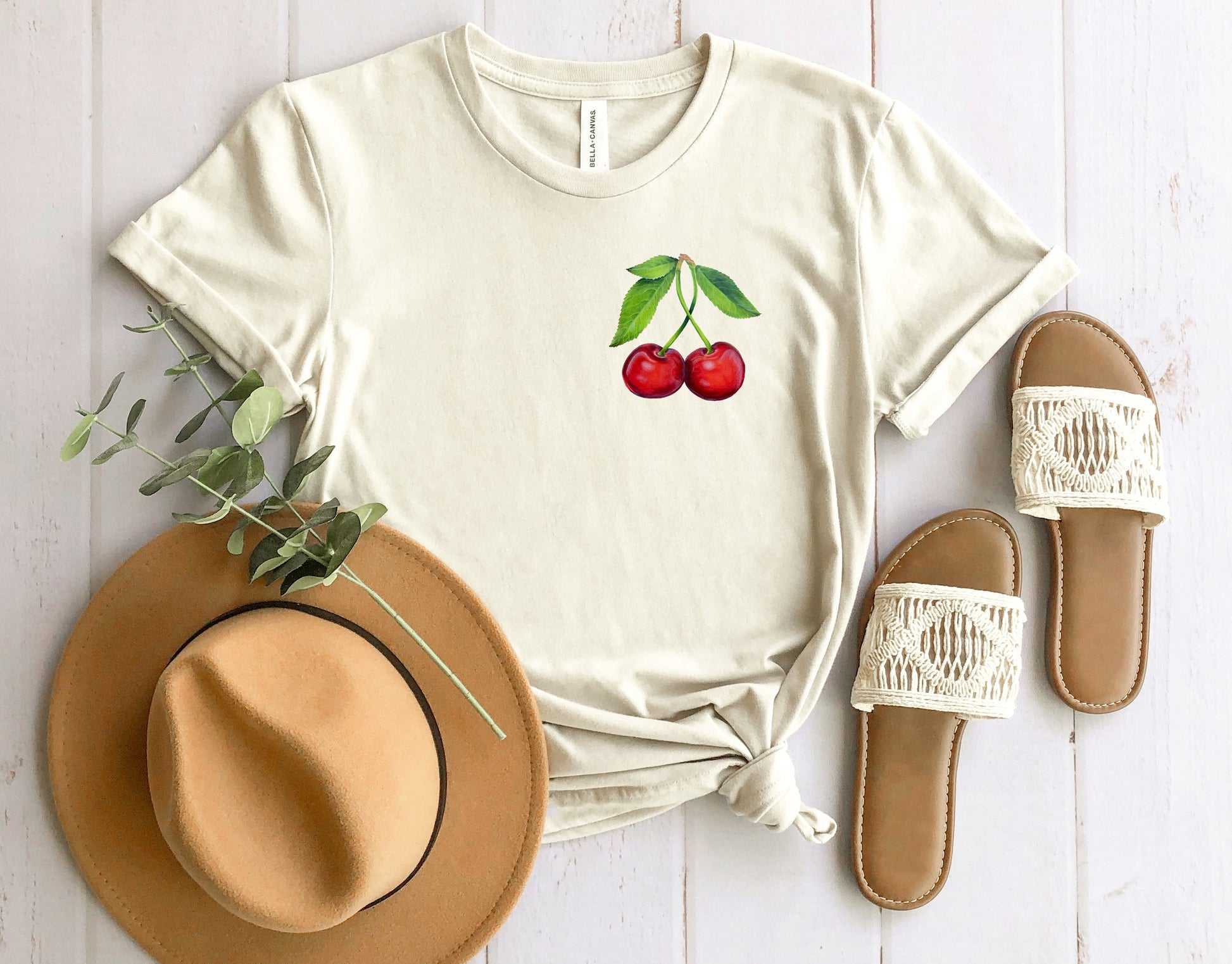 Wholesale Cherries Graphic Tee - Heather Green