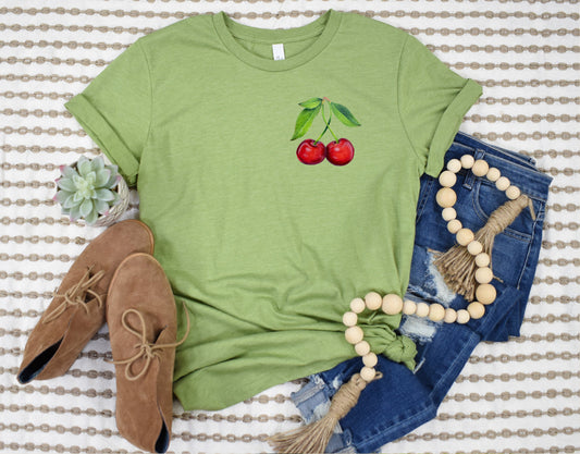 Wholesale Cherries Graphic Tee - Heather Sand