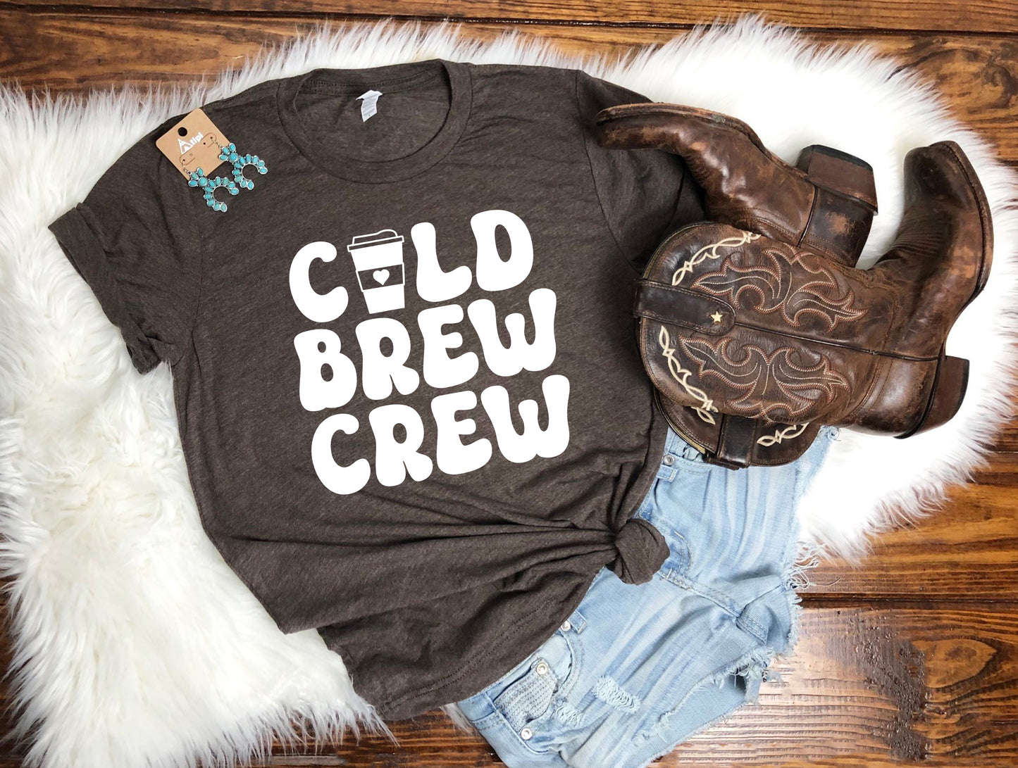 Wholesale Cold Brew Crew Graphic Tee - Brown Tee