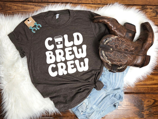 Wholesale Cold Brew Crew Graphic Tee - Brown Tee