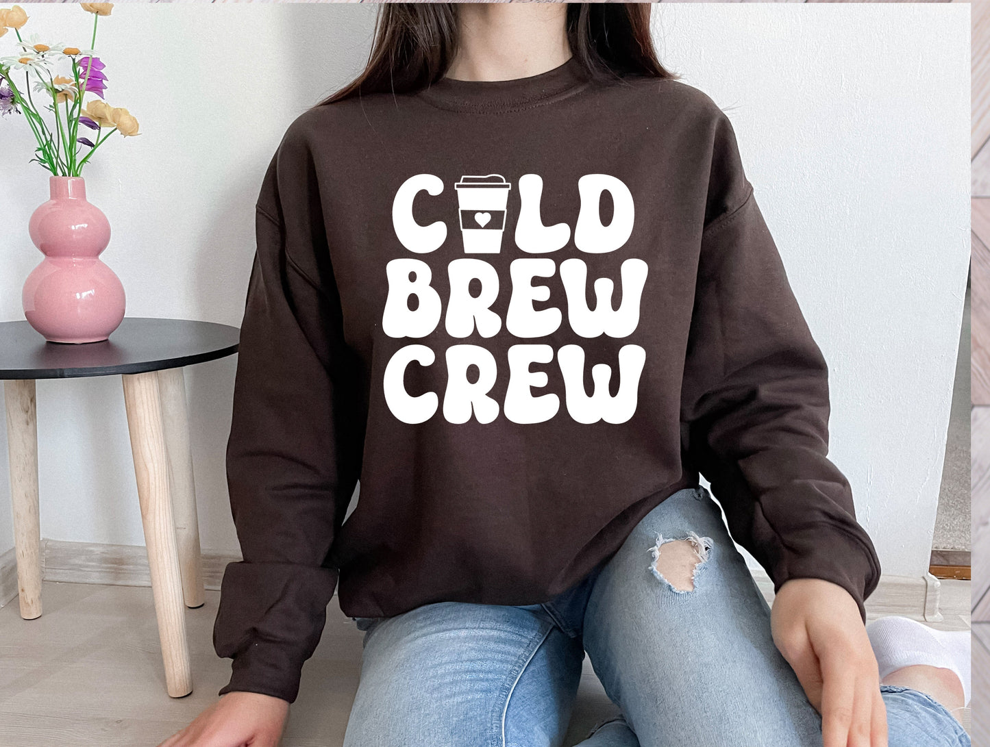 Wholesale Cold Brew Crew Graphic Tee - Maroon Sweatshirt