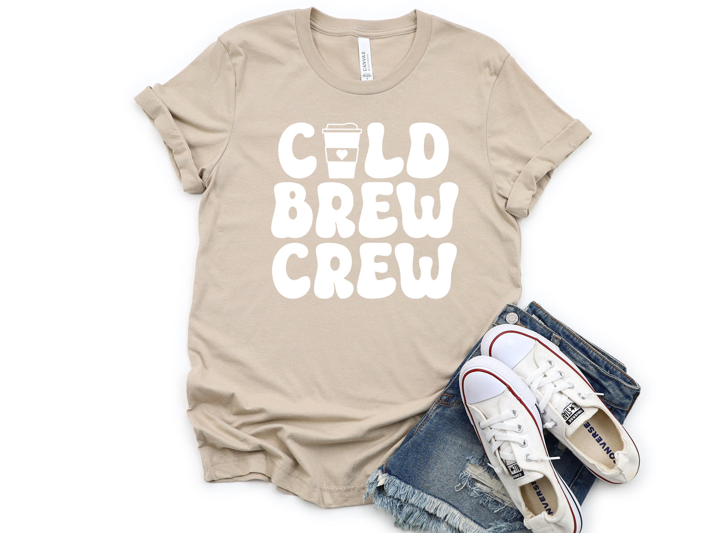 Wholesale Cold Brew Crew Graphic Tee - Tan Tee