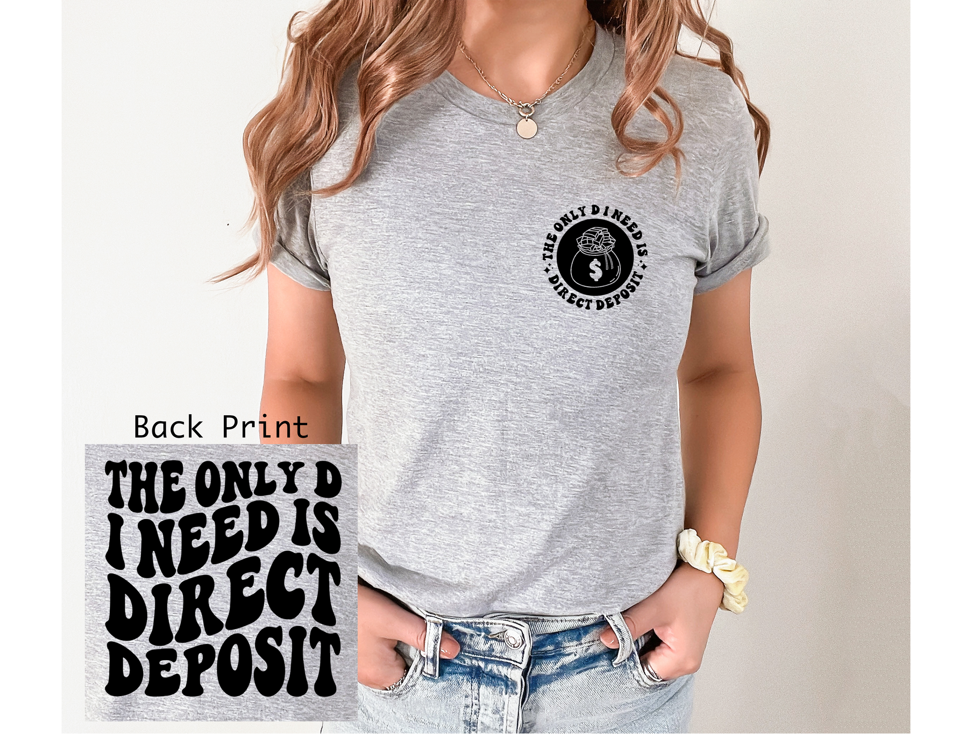 Wholesale Direct Deposit Graphic Tee - Grey Sweatshirt