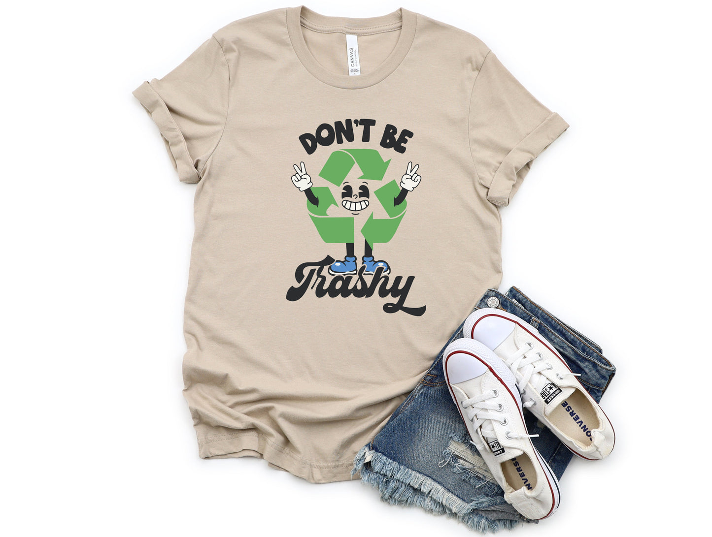 Wholesale Don't Be Trashy Graphic Tee - Tan Tee