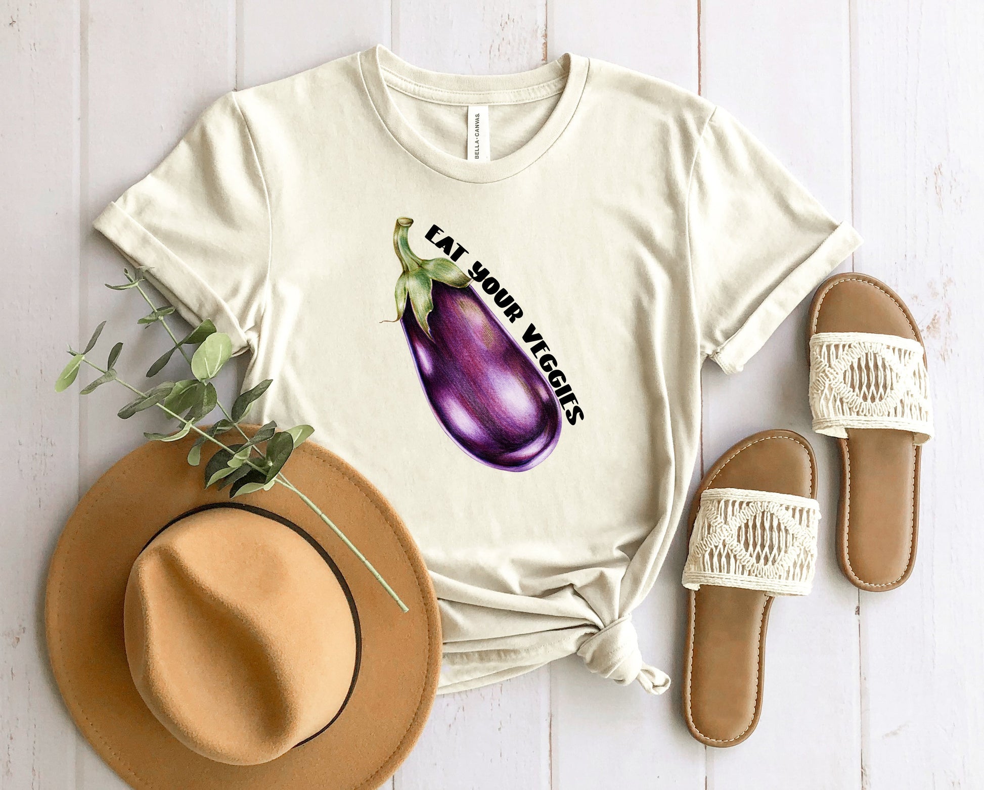 Wholesale Eat Your Veggies Graphic Tee - Sand Tee