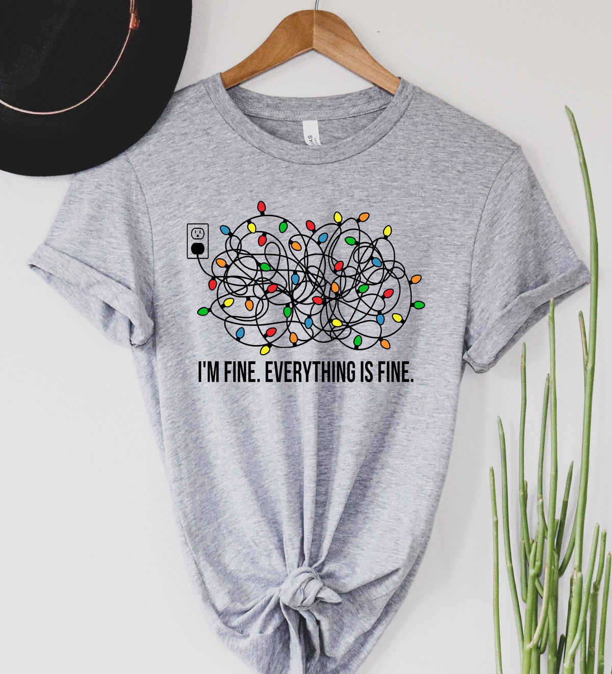 Wholesale Everything is Fine Christmas - Long sleeve Graphic - Heathered Grey