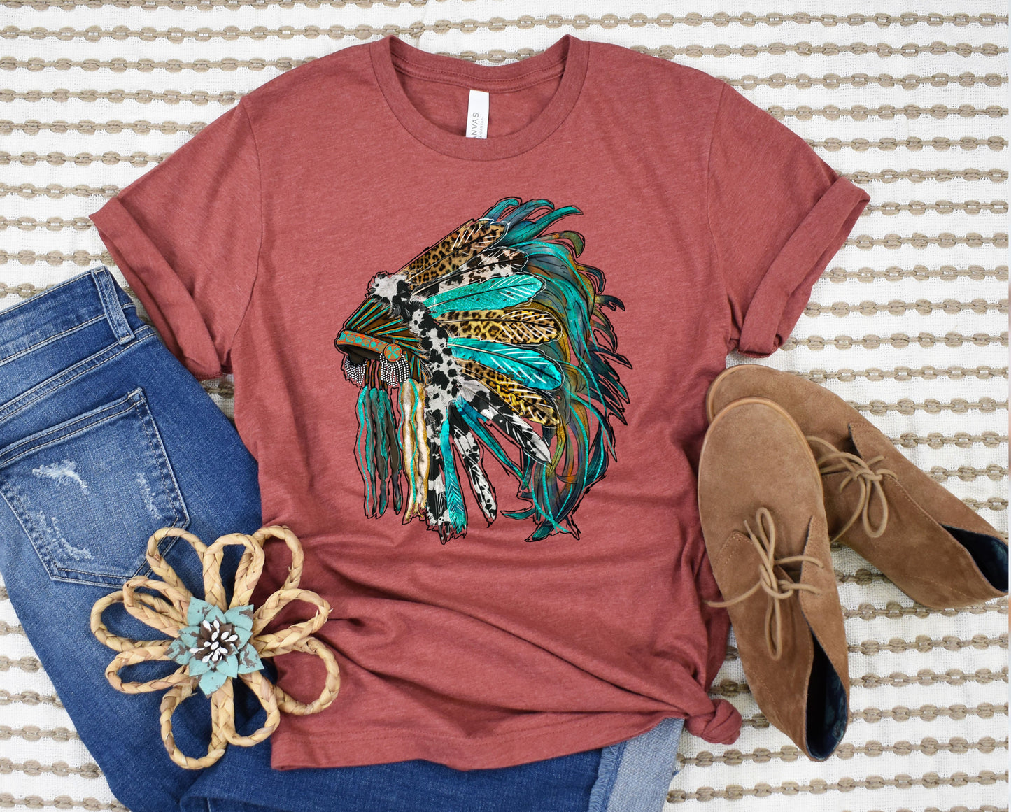 Wholesale Feathers Graphic Tee - Heather Sand