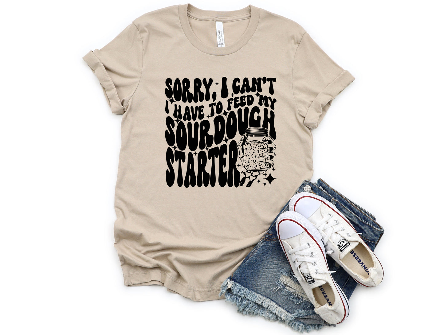 Wholesale Feed My Starter Graphic Tee - Tan