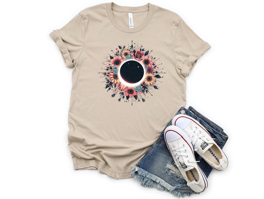 Wholesale Floral Eclipse Graphic Tee - Tan