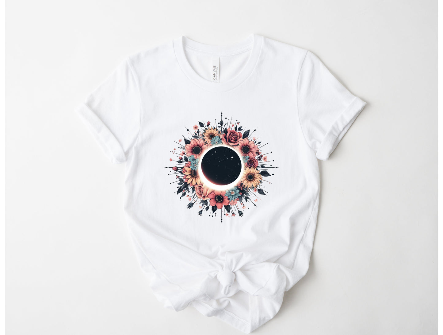 Wholesale Floral Eclipse Graphic Tee - Tan