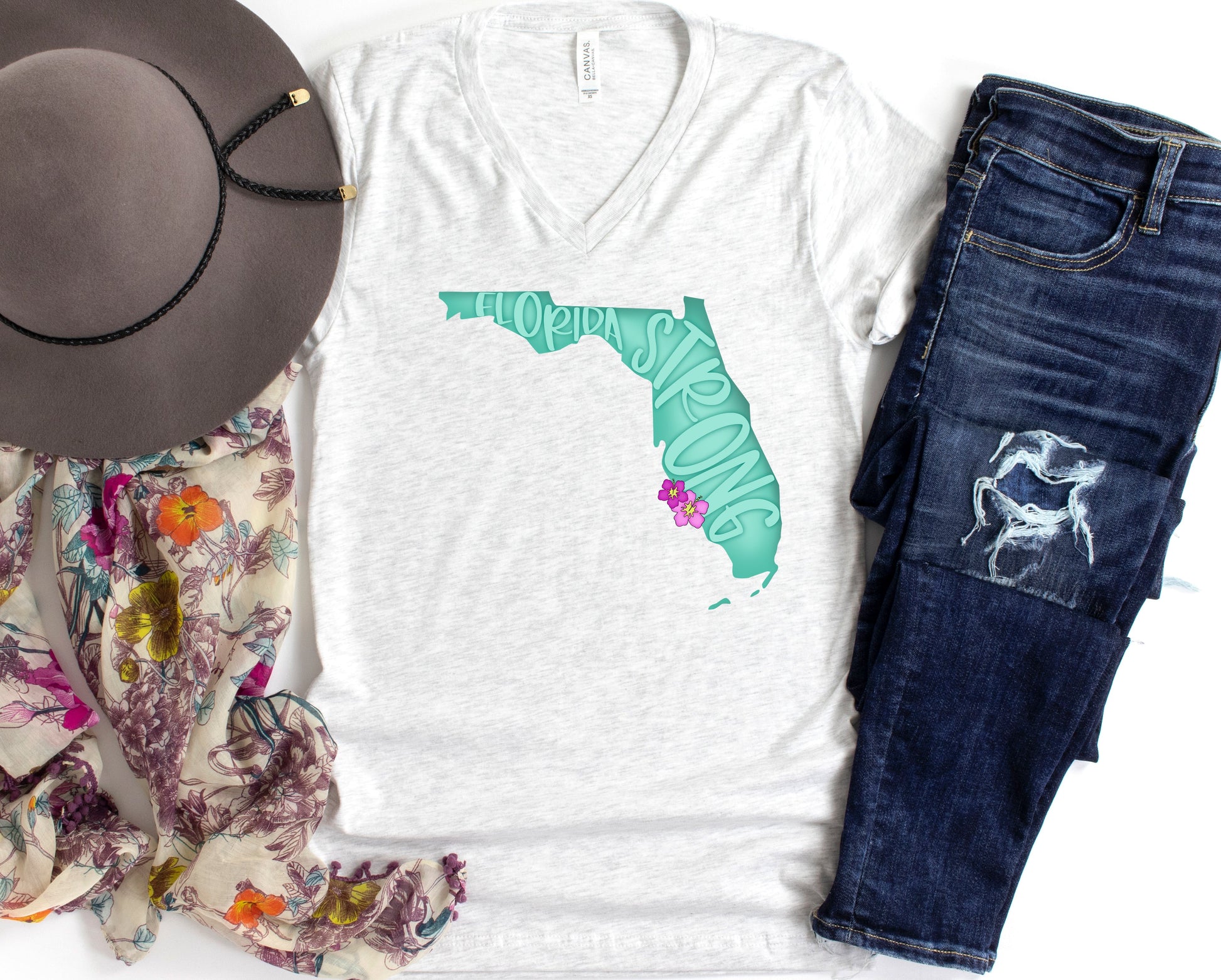 Wholesale Florida Strong Graphic Tee - Heather Sand